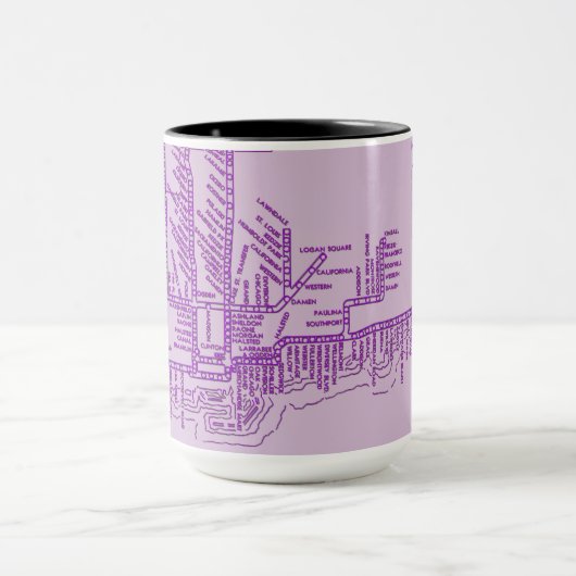 Chicago Subway Map met trein stopt  paars Mok (Midden)