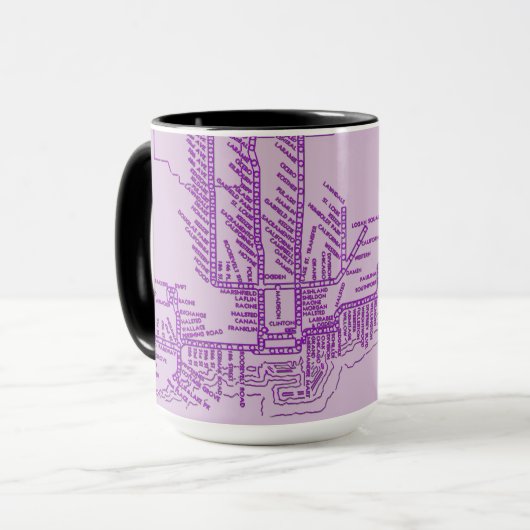 Chicago Subway Map met trein stopt paars Mok (Voorkant links)