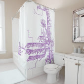 Chicago Subway Map w/ Train stopt NEON PAARS Douchegordijn (In situ)