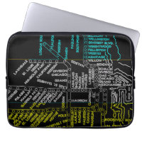 Chicago Subway Train  System Map Route NEON