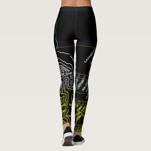 Chicago Subway Train  System Map Route NEON Leggings (Achterkant)