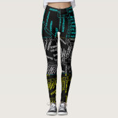 Chicago Subway Train  System Map Route NEON Leggings (Voorkant)