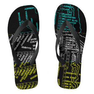Chicago Subway Train  System Map Route NEON Teenslippers