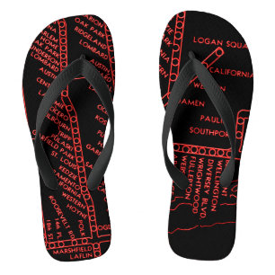 Chicago Subway Train  System Map Route NEON Teenslippers