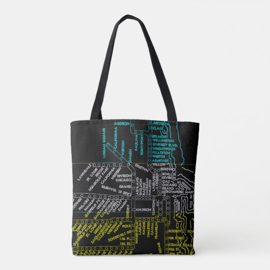 Chicago Subway Train System Map Route NEON Tote Bag (Achterkant)