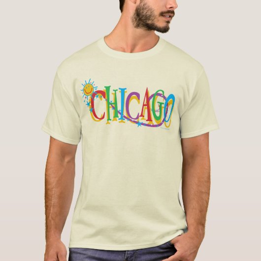 Chicago Sun en sterretjes donker T-shirt (Voorkant)