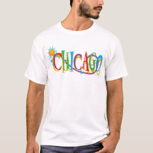 Chicago Sun en sterretjes donker T-shirt