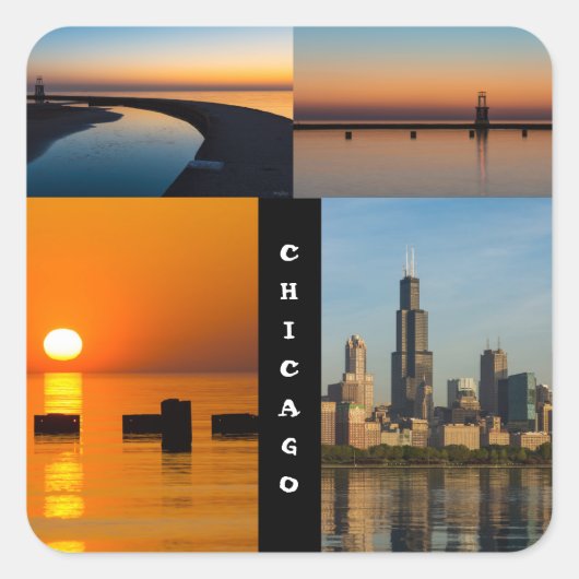 Chicago Sunrise Vierkante Sticker (Voorkant)