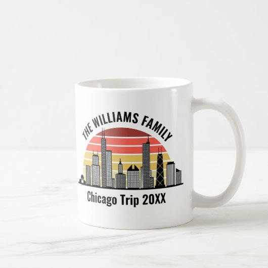 Chicago Sunset Custom Family Trip Keepsake Koffiemok (Rechts)
