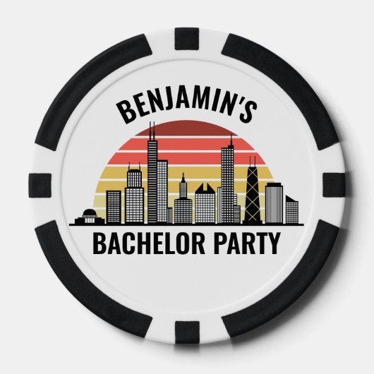 Chicago Sunset Customized Bachelor Party Poker Chips (Voorkant)