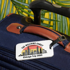 Chicago Sunset Customized Family Trip Bagagelabel