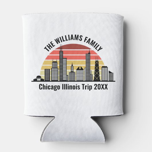 Chicago Sunset Customized Family Trip Blikjeskoeler (Achterkant)