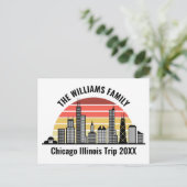 Chicago Sunset Customized Family Trip Briefkaart (Staand voorkant)