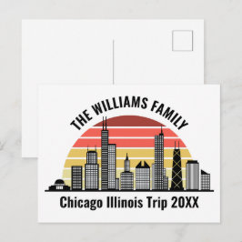 Chicago Sunset Customized Family Trip Briefkaart