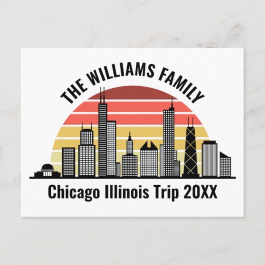 Chicago Sunset Customized Family Trip Briefkaart (Voorkant)