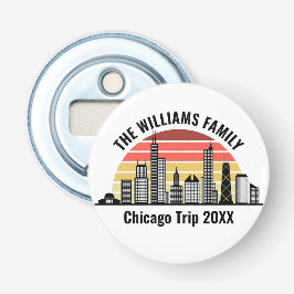 Chicago Sunset Customized Family Trip Button Flesopener