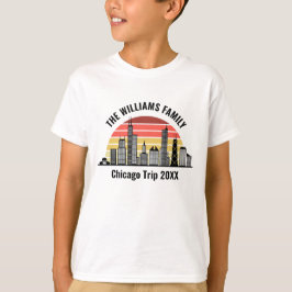 Chicago Sunset Customized Family Trip Kids T-shirt