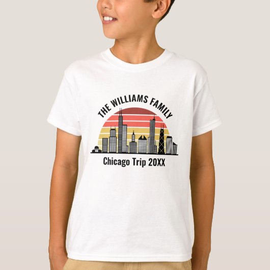 Chicago Sunset Customized Family Trip Kids T-shirt (Voorkant)