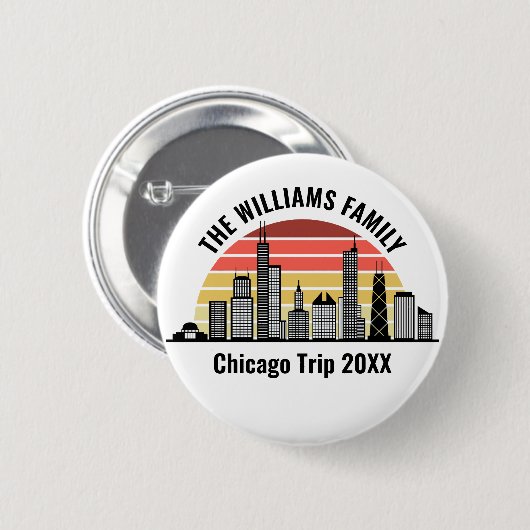 Chicago Sunset Customized Family Trip Ronde Button 5,7 Cm (Voorkant /achterkant)