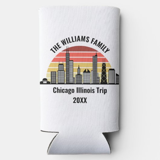 Chicago Sunset Customized Family Trip Seltzer Blikjeskoeler (Achterkant)