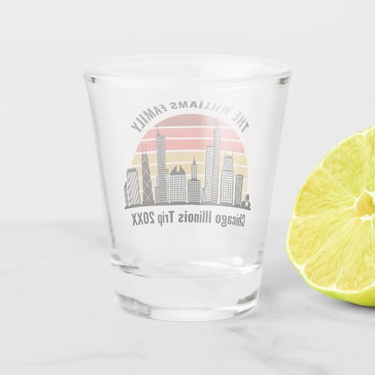 Chicago Sunset Customized Family Trip Shot Glas (Achterkant)