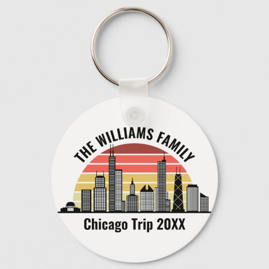 Chicago Sunset Customized Family Trip Sleutelhanger (Voorkant)