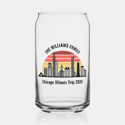 Chicago Sunset Customized Trip Souvenir Blikvorm Glas (Voorkant)