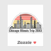Chicago Sunset Customized Trip Souvenir Laptop Sticker (Vel)