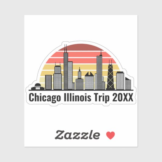 Chicago Sunset Customized Trip Souvenir Laptop Sticker (Vel)