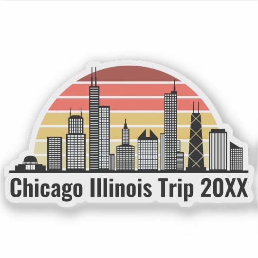 Chicago Sunset Customized Trip Souvenir Laptop Sticker (Voorkant)
