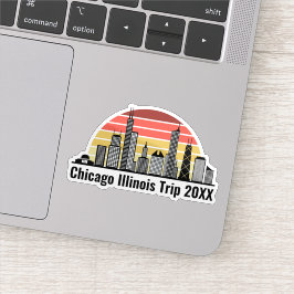 Chicago Sunset Customized Trip Souvenir Laptop Sticker