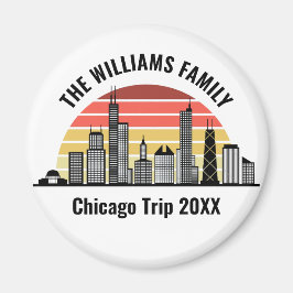 Chicago Sunset Customized Trip Souvenir Magneet