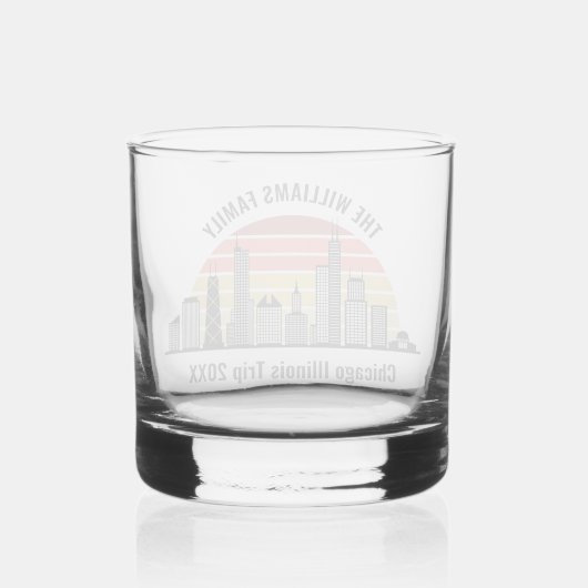Chicago Sunset Customized Trip Souvenir Whisky Glas (Achterkant)