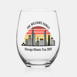 Chicago Sunset Customized Trip Souvenir Wijnglas Zonder Voet