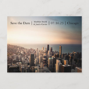 Chicago Sunset Photo - Save the Date Post Card Aankondigingskaart