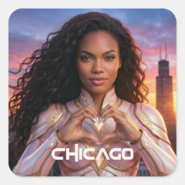 CHICAGO - SUPERHELD VIERKANTE STICKER