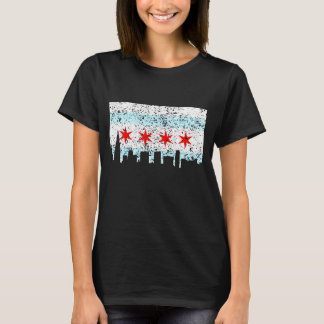 Chicago T Shirt - Chicago vlag Theme Skyli