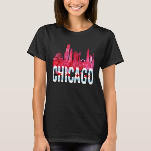 Chicago T-shirts Silhouet van de Stad Illinois St (Voorkant)