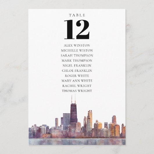 Chicago Tafelnummer Stoelenplattegrond (Voorkant)