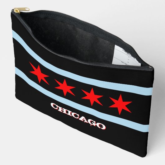 Chicago tas, mode zwart, Chicago vlag Etui (Open)