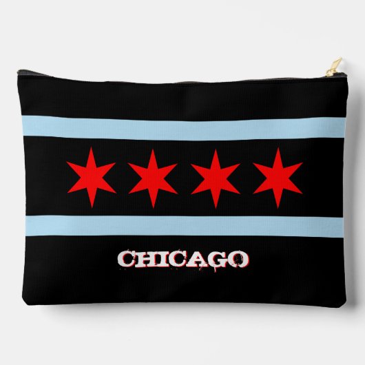 Chicago tas, mode zwart, Chicago vlag Etui (Achterkant)
