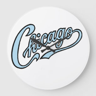Chicago Tekst Art Script in verschillende kleuren. Grote Klok