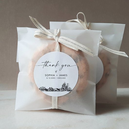 Chicago Thank You Favor 3" (vel van 6) Ronde Sticker