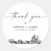 Chicago Thank You Favor 3" (vel van 6) Ronde Sticker (Voorkant)