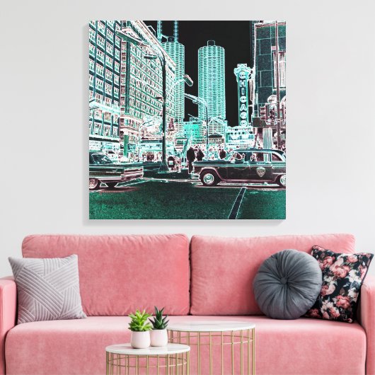 Chicago Theater State and Lake Theater 1963 neon Canvas Afdruk (Insitu (Woonkamer))