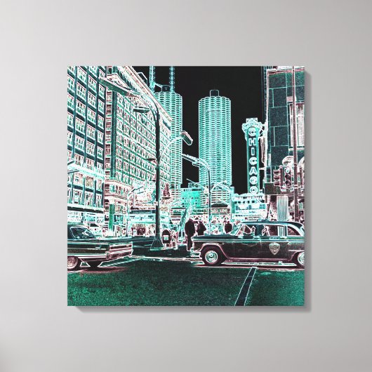 Chicago Theater State and Lake Theater 1963 neon Canvas Afdruk (Voorkant)