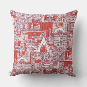 Chicago toile claret lava rood kussen