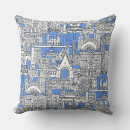 Chicago toile midnight blue retro blue kussen