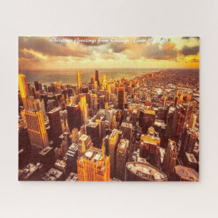 Chicago Town Michigan. Kerstgroeten Legpuzzel