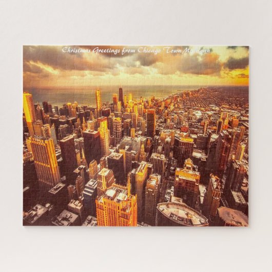 Chicago Town Michigan. Kerstgroeten Legpuzzel (Horizontaal)
